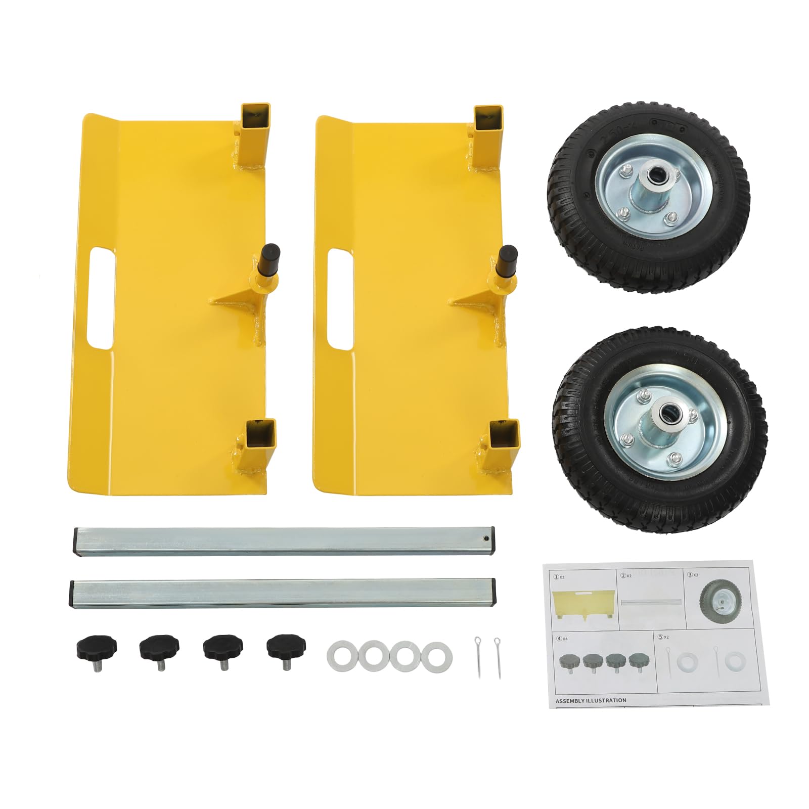 Plattenwagen Transportwagen 8 Zoll Gummiräder 250-300KG Plattenroller 0-23cm Einstellbarer Bereich der Seitenwand Klemmwagen (Gelb)