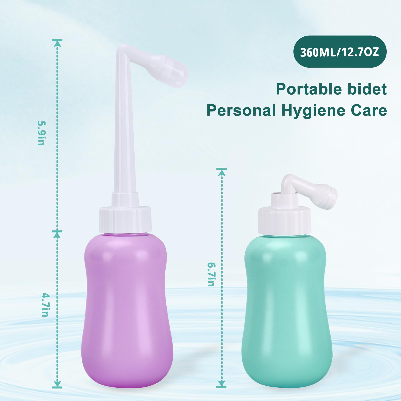 GOLDEN DEER 2 Pack Peri Bottle for Postpartum Care for Perineal Recovery 12.7 OZ Purple&Turquoise