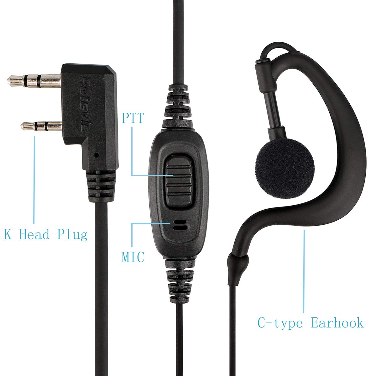 Retevis RT619 Walkie Talkie Profesional Bundle con Auriculares Tipo C 2 Pines, PMR446 sin Licencia 16 Canales VOX, para Familia, Restaurantes (2 Pacs)