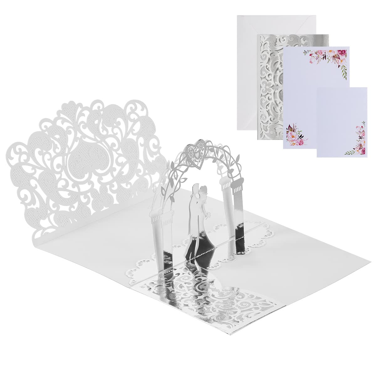 Tarjeta Para Boda Invitaciones De Boda 3D Con Diseño único De Novia Y Novio  Sosteniendo La Mano Para Boda, Despedida De Soltera, Invitación De  Compromiso (9.84 X 7.08 Pulgadas, 5 Unidades) (dorado, image size:1200x1200