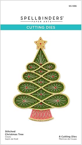 Spellbinders Troqueles grabados para árbol de Navidad cosidos, metal