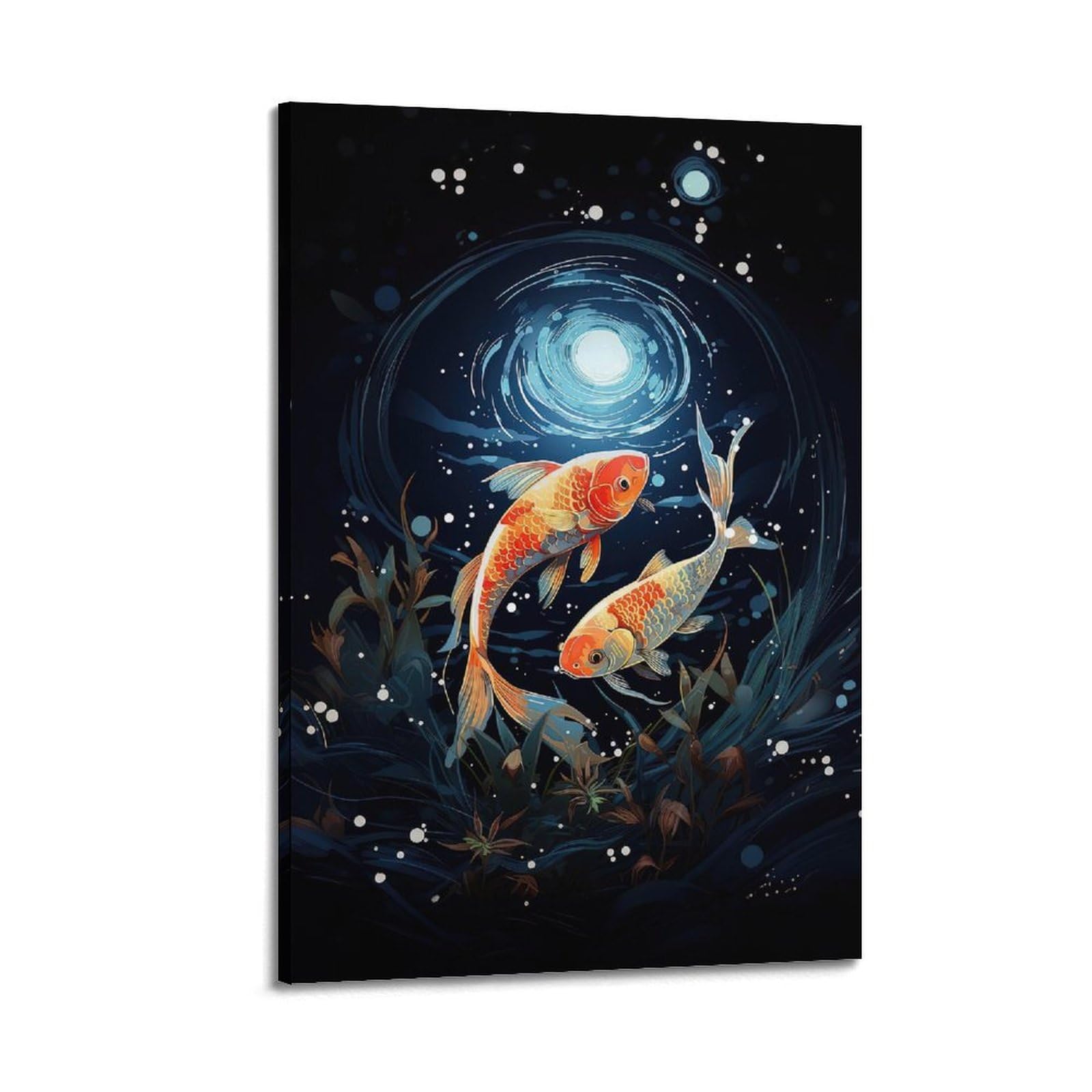 CPGLJD Marine Animal Poster Lunar Koi Serenity Poster Decorative Painting Canvas Wall Posters And Art Picture Print Modern Family Bedroom Decor Posters 20x30inch(50x75cm)