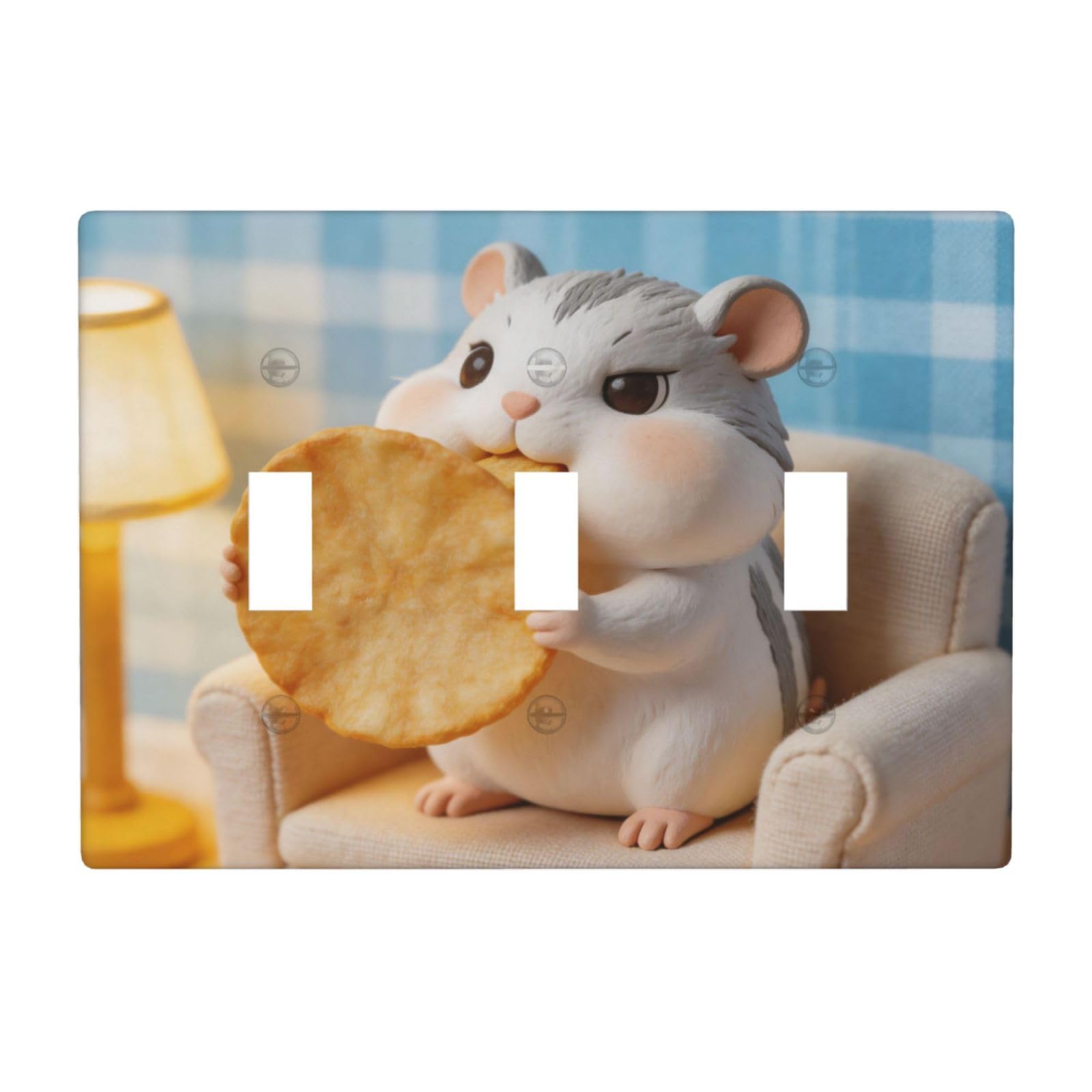 Hamsters and Potato Chips 3 Gang Switch Plate Cover-Unbreakable Polycarbonate Wall Plate, Heat Resistant Toggle Switch Decor for Home