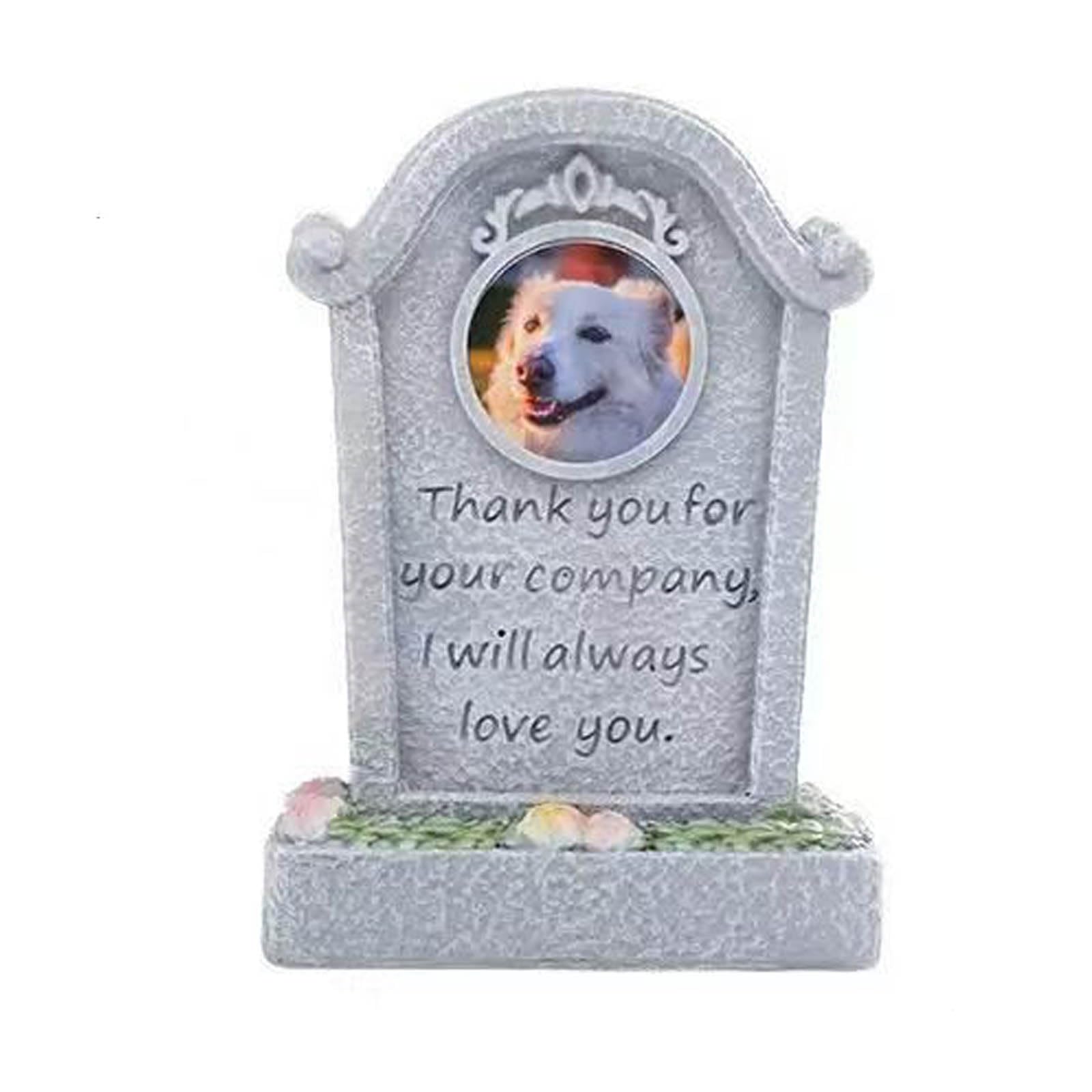 HYFNTEN Personalised Pet Photo Memorial Plaque Resin Keepsake For Dog Or Cat Pet Resin Photo Memorials Personalised Photo Memorial Stone Garden Grave Ornament Gift (Compassion) (Companionship) — image 1