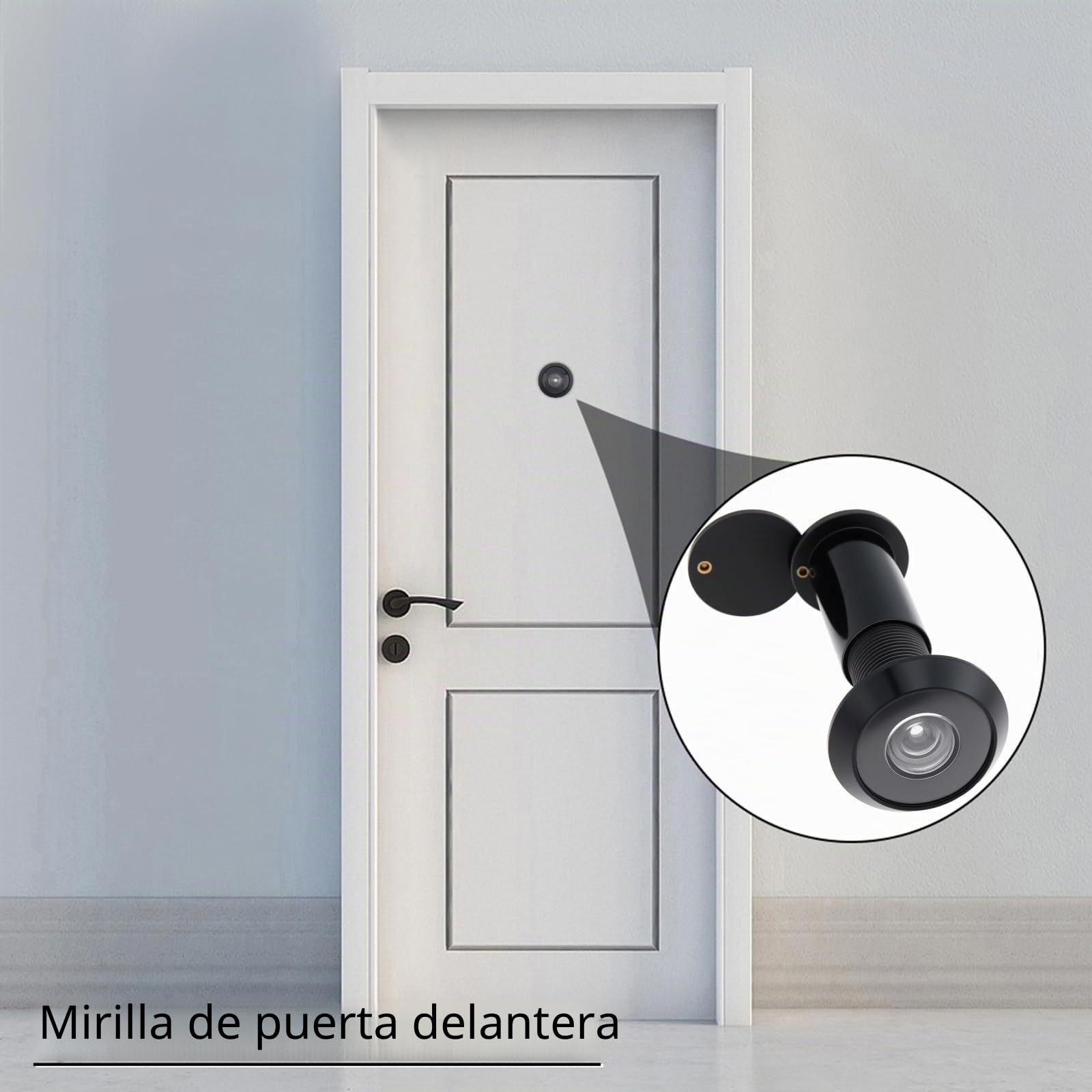 Mirilla para puerta, Visor de puerta de 200 grados con broca de 16mm para puertas de 38mm a 60mm (Negro)