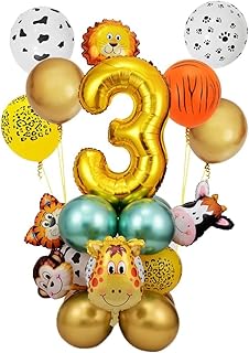 24 Pcs Decoration Anniversaire 3 Ans Garcon Fille, Ballon Animaux Jungle 3 Ans, Ballon Anniversaire 3 Ans, Decoration Anniversaire 3 Ans Animaux, Deco Anniversaire Jungle 3 Ans