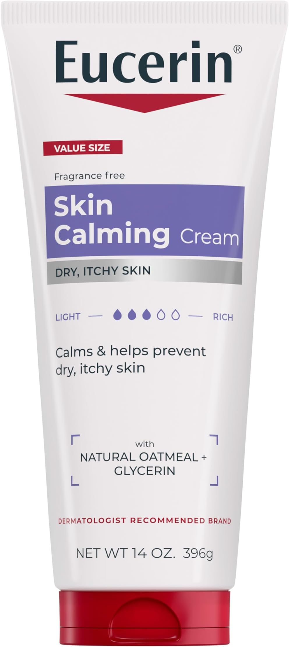 Skin Calming Cream - Full Body Lotion for Dry, Itchy Skin, Natural Oatmeal Enriched - 14 oz. Tube