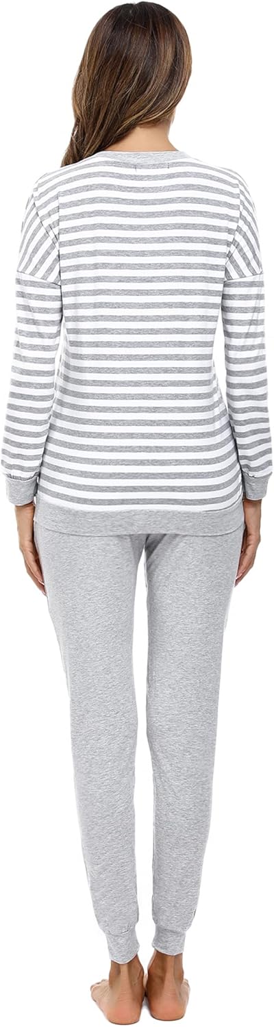 Soft Womens Pajama Sets Cotton Long Sleeve Pj Sets Comfy 2 Piece Sleepwear Cozy Loungewear Nightwear With Pockets - Image 6