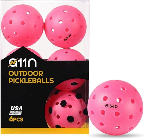 A11N S40 - Pelotas de pickleball para exteriores, aprobadas por Pickleball de Estados Unidos para jugar en torneos, paquete de 361250, verde neón,