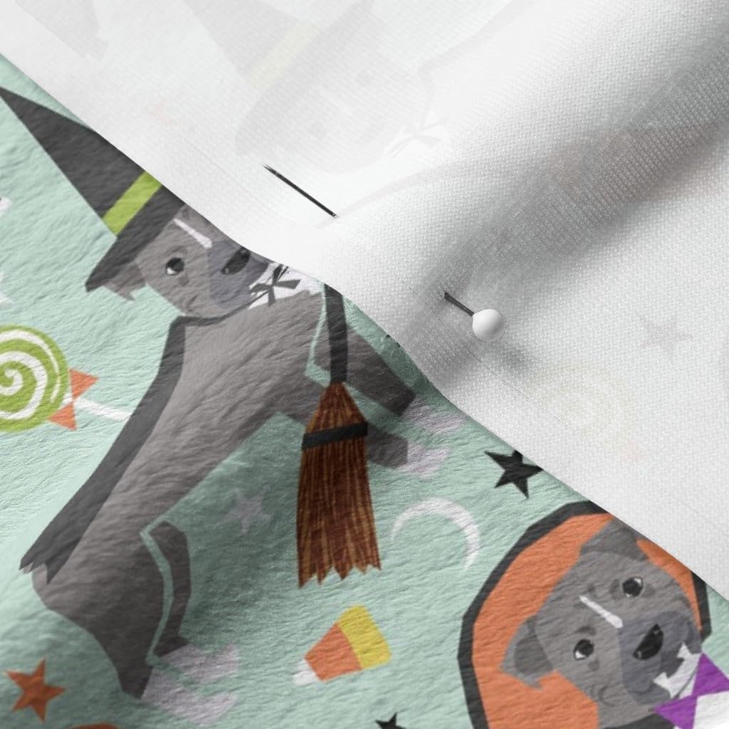 Spoonflower Fabric - Pitbull Halloween Costume Dog Vampire Ghost Light Dogs Fall Pets Breed Printed on Minky Fabric by The Yard - Sewing Baby Blankets Quilt Backing Plush