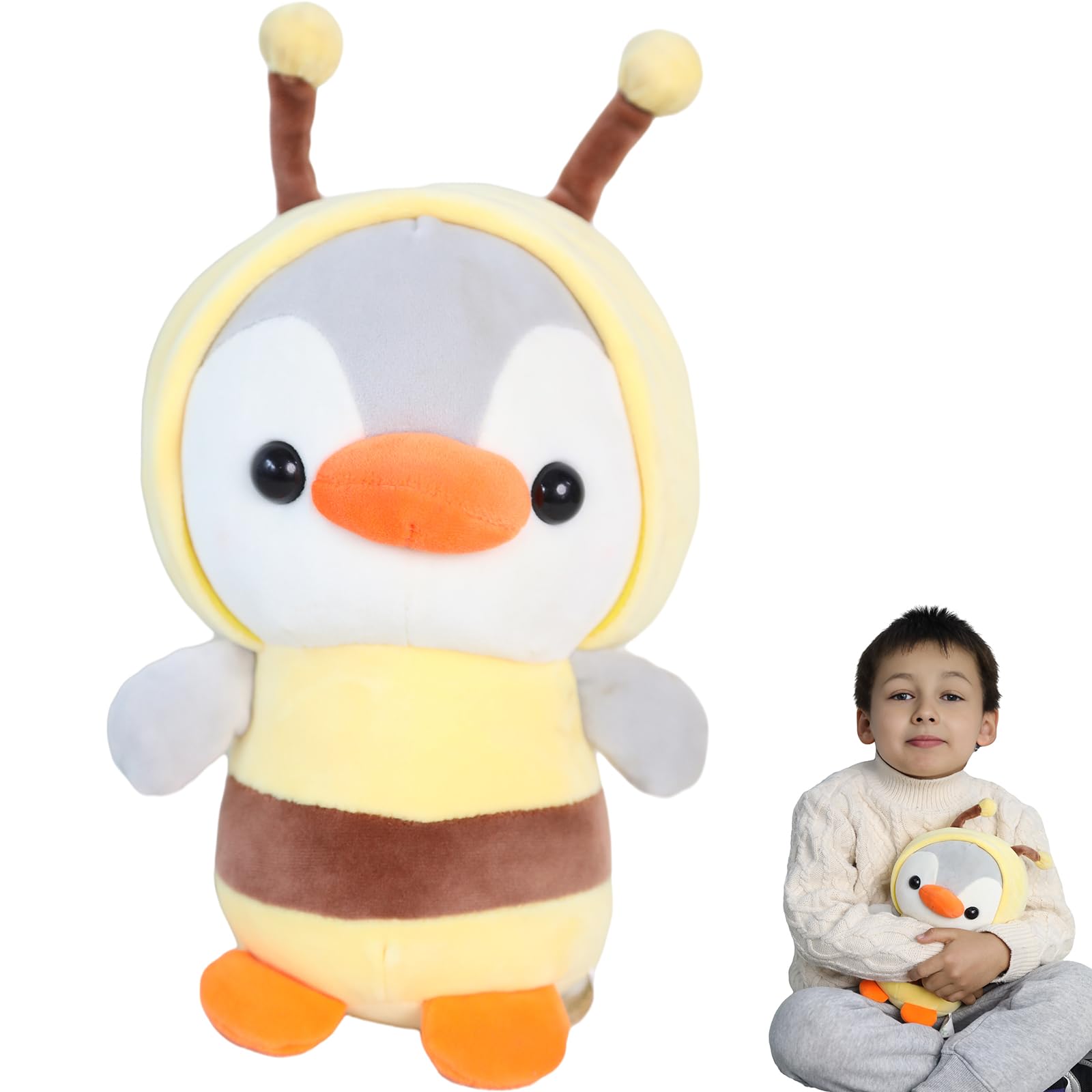 Duck/Penguin Stuffed Animal in Bumble Bee Costume Adorable Plushies Wearing Yellow Bumble Bee Outfit Plush Toys Great for Kids and Lovers,Stuffed Penguin Animals 10 Inch
