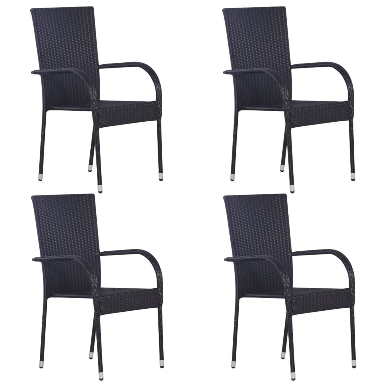Mengtu Stackable Outdoor Chairs 4 pcs Poly Rattan Black Outdoor Chairs