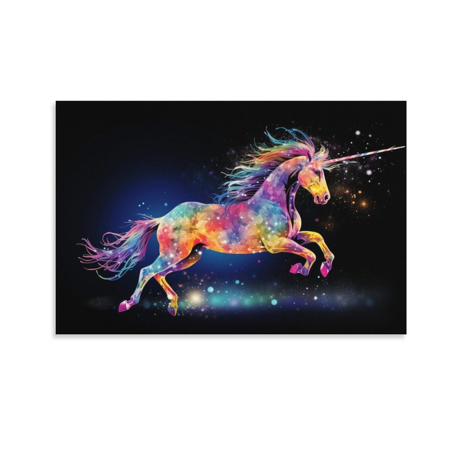 AYAROS Colourful Unicorn Canvas Wall Art for Bedroom Vintage Watercolor Animals Wall Decor Poster for Room Aesthetic Unframed 12x18 inch
