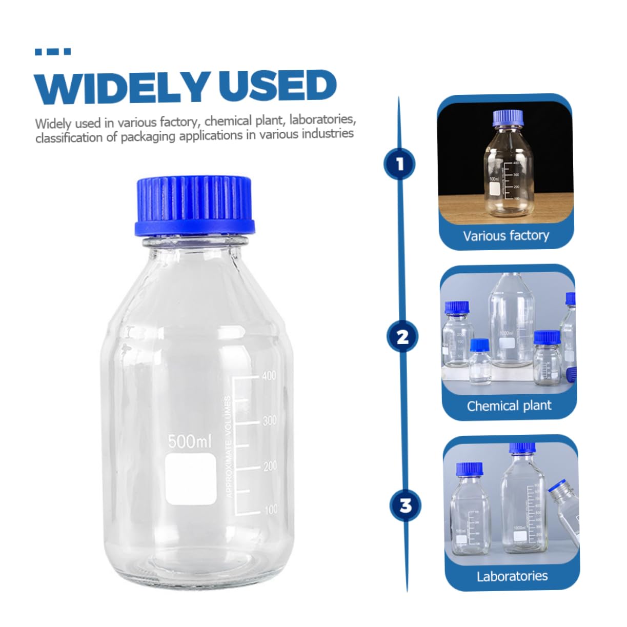 VALICLUD Glasreagenzflasche 500ml mit Schraubverschluss für Labor
