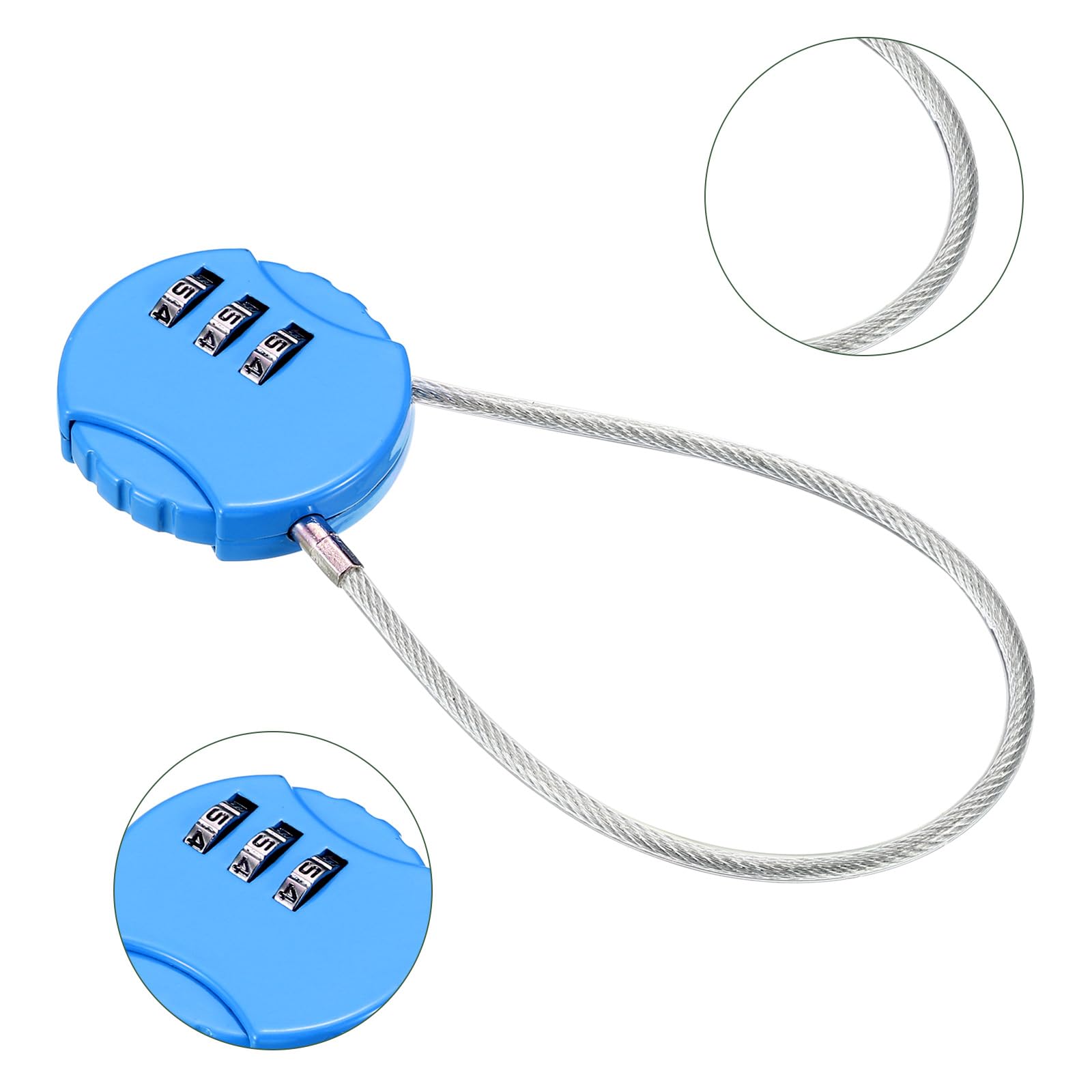 YOKIVE 1 Pcs Small Combination Locks, 3 Digit Baggage Padlocks, Bright Blue, 7.8-Inch - Image 3