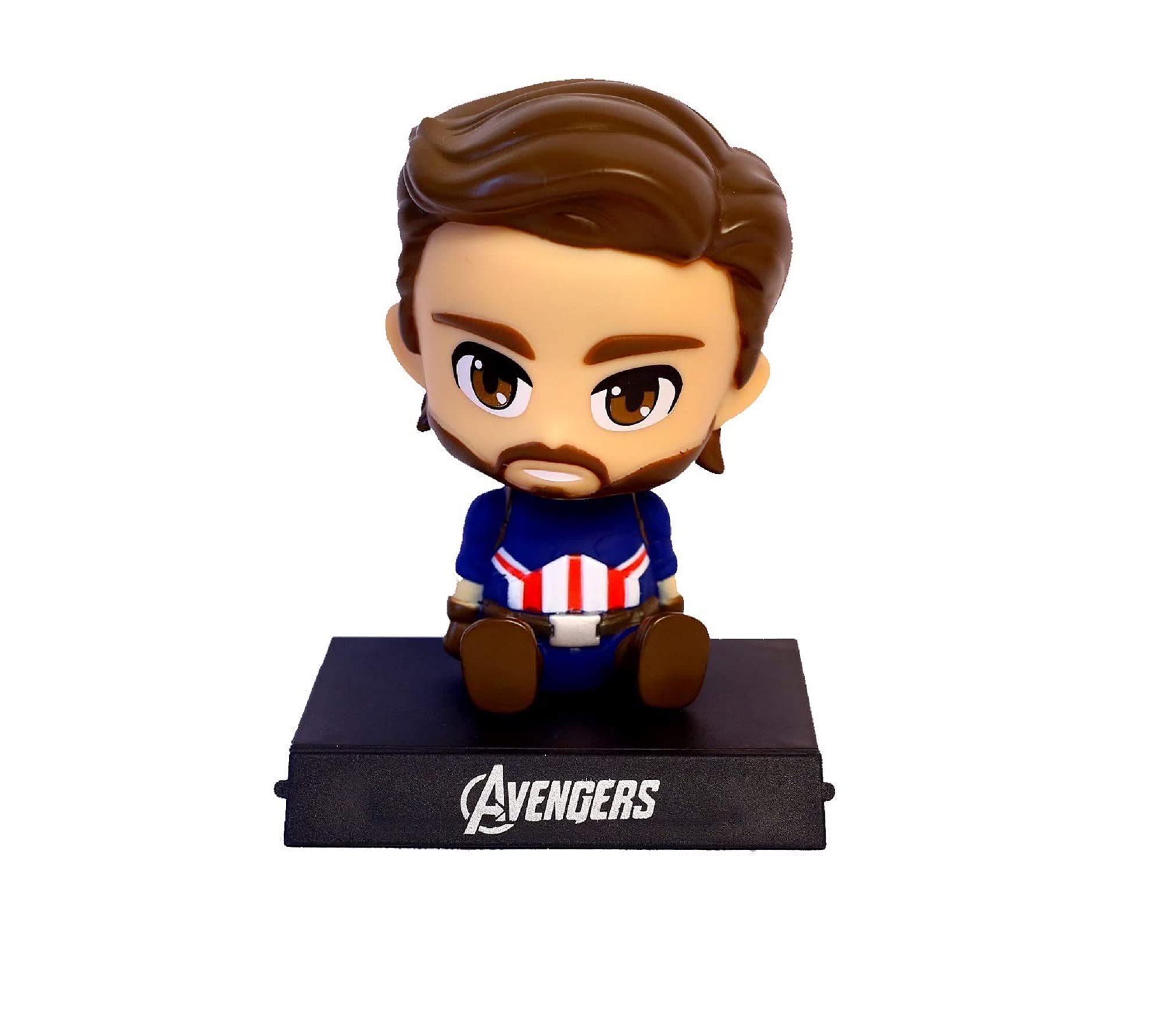 AUGEN Super Hero Captian Action America Face Figure Limited Edition Bobblehead with Mobile Holder for Car Dashboard, Office Desk & Study Table (Pack of 1)