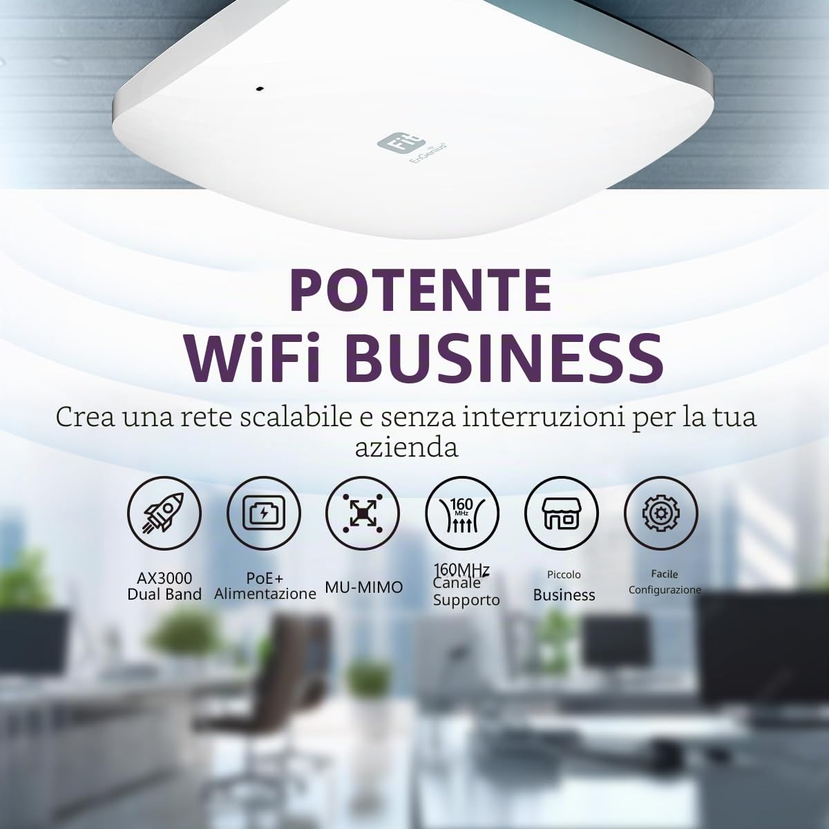 EnGenius Compatibile con Access Point Wi-Fi 6 Dual Band AX3000 | Opzioni di controllo Cloud & App e OnPrem | WPA3, MU-MIMO, Mesh e roaming senza interruzioni - EWS356-FIT