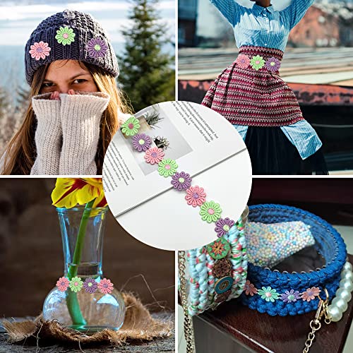 XCSJ 5 x 2.5cm Applique Sewing Edges Flower Embroidery Lace Ribbon Lace Fabric Daisy Polyester Flower Ribbon Appliques for Hair Band Clothes (Purple - Image 4