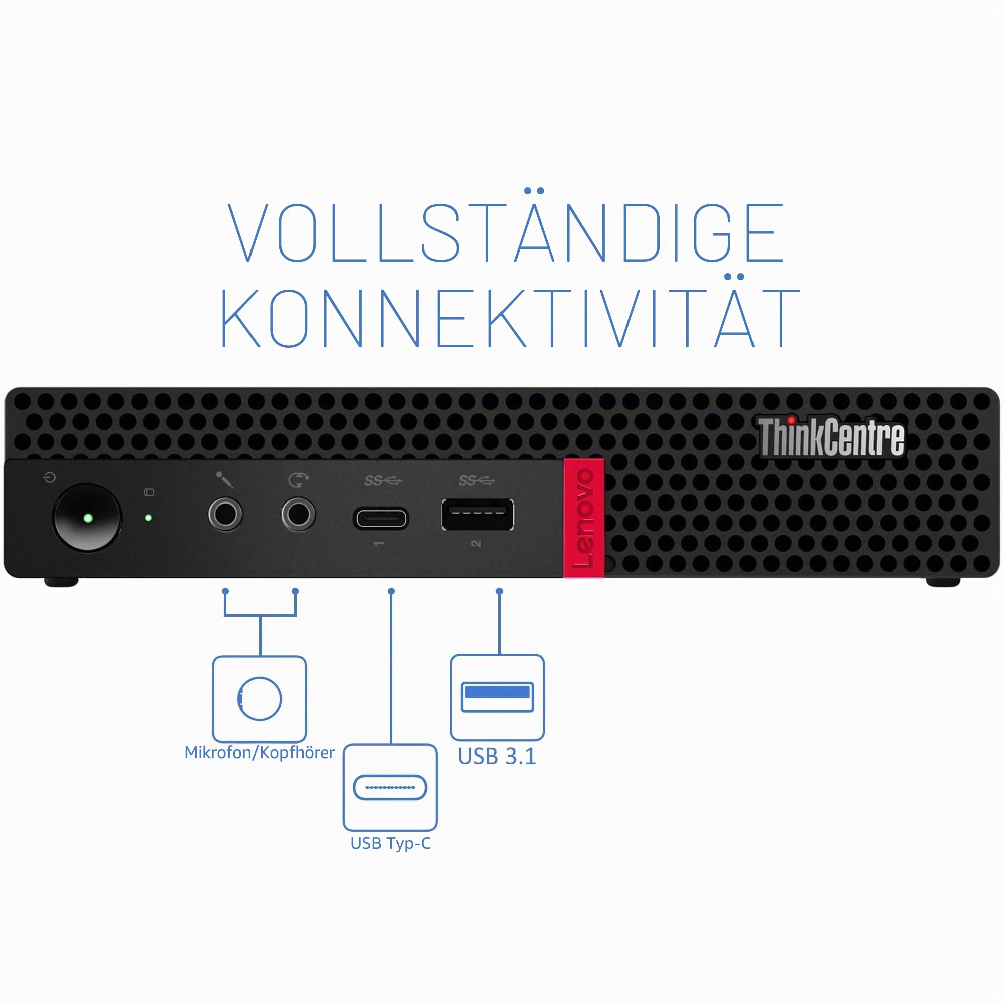 Lenovo ThinkCentre M720q mini Desktop Computer, Intel Core i5-9500T, 16GB RAM, 256GB SSD, WiFi, Bluetooth, Keine Tastatur und Maus, Windows 11 Pro (Generalüberholt)