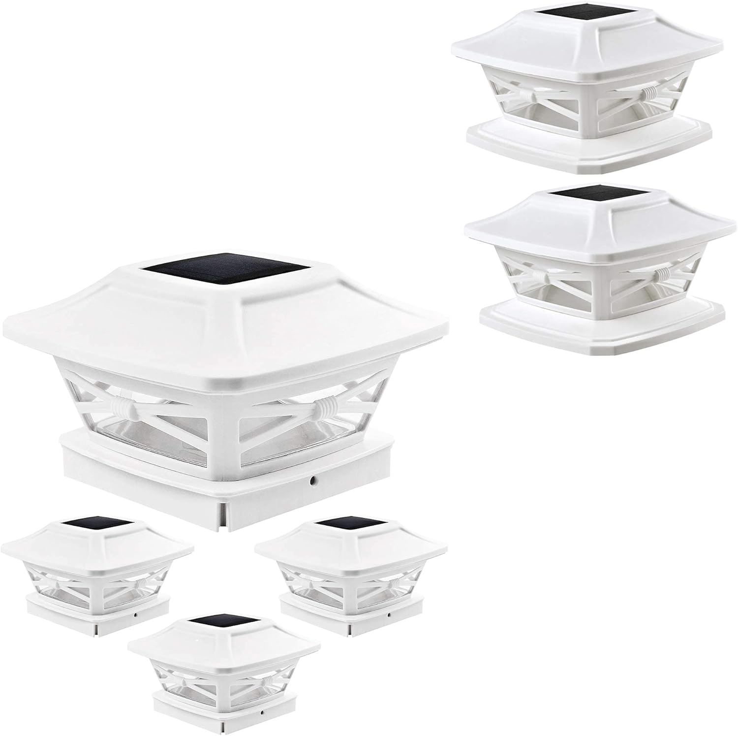 Davinci Lighting Flexfit (2 Pack) and Renaissance (4 Pack) Solar Post Cap Lights - Pearl White