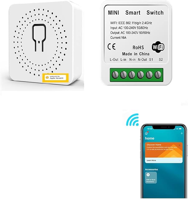 Smart Light Switch 2 Way 16A WiFi Switch Works with Apple HomeKit/Alexa/Google Home, APP Remote/Voice Control and Timer Function, WiFi Relay for Most Appliances, No Hub Required 2 Pack
