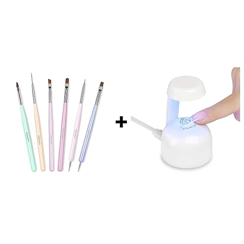 Beetles - Juego de pinceles para arte de uñas, herramientas de pintura con extensión de uñas, cepillo de gel y esmalte de gel, mini lámpara LED de