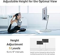 Vista 6 de WALL Seven Stand A2 High Type Soporte de TV minimalista rodante para 24 a 55 pulgadas Blanco satinado Portátil, ahorro de espacio, altura