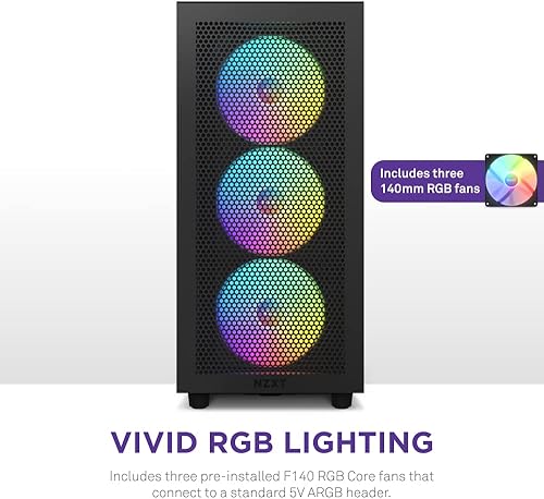 Miniatura 20 de NZXT H7 Flow RGB - Carcasa compacta ATX para juegos de PC de media torre - Panel frontal perforado de alto flujo de aire - Panel lateral de vidrio