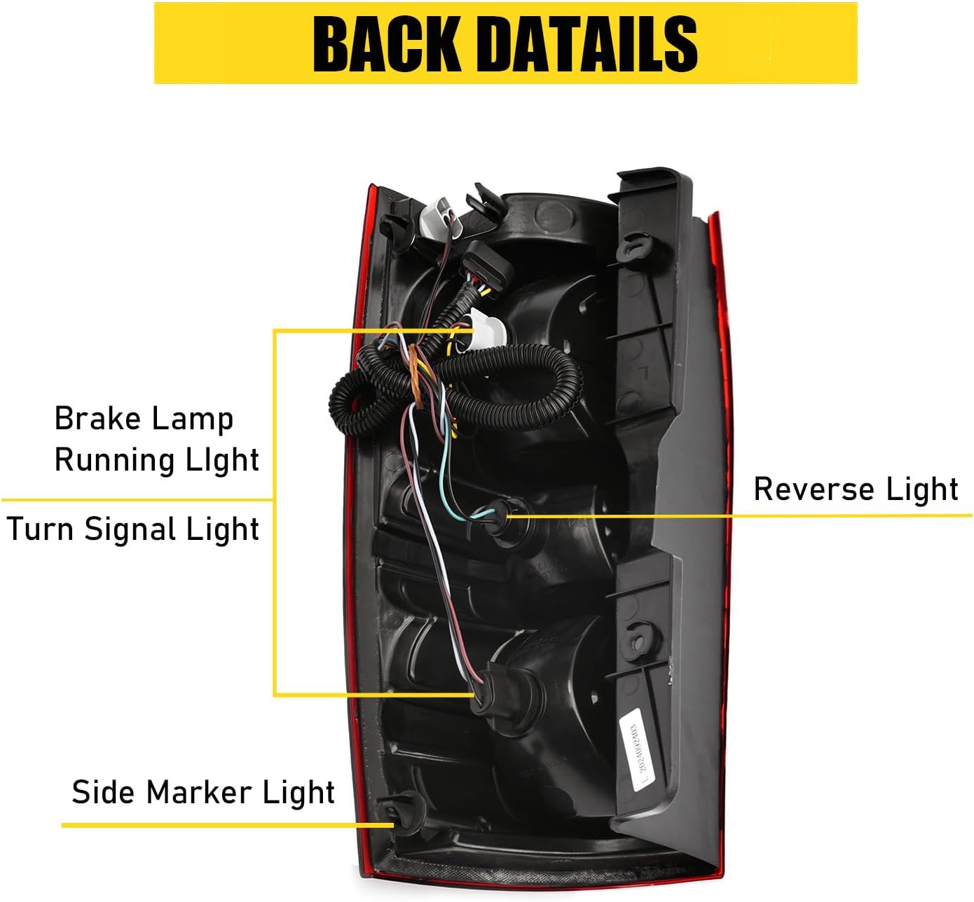 Tail Light Assembly Compatible with 2007-2014 Chevy Tahoe/Suburban 1500 2500,Taillight Brake Lamp Reverse Light Replacement Rear Left Right Side GM2800196 GM2801196 with Bulbs&Harness