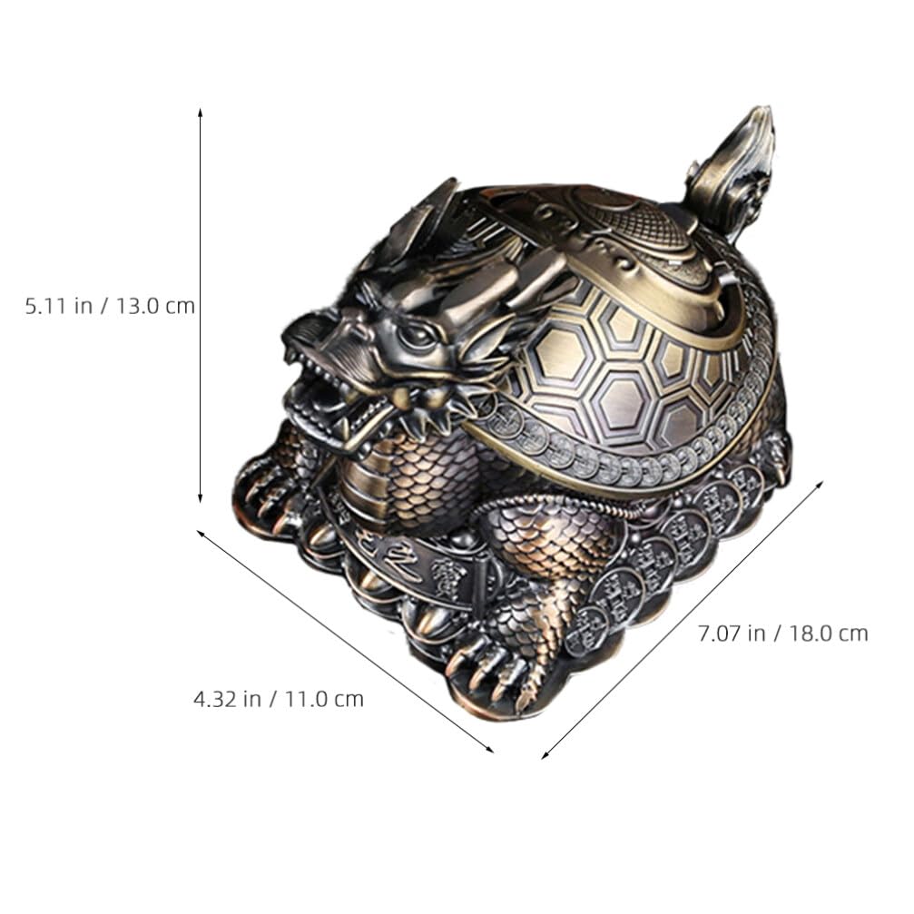 Portacenere Dragon Turtle in Metallo con Coperchio, 1 Pezzo