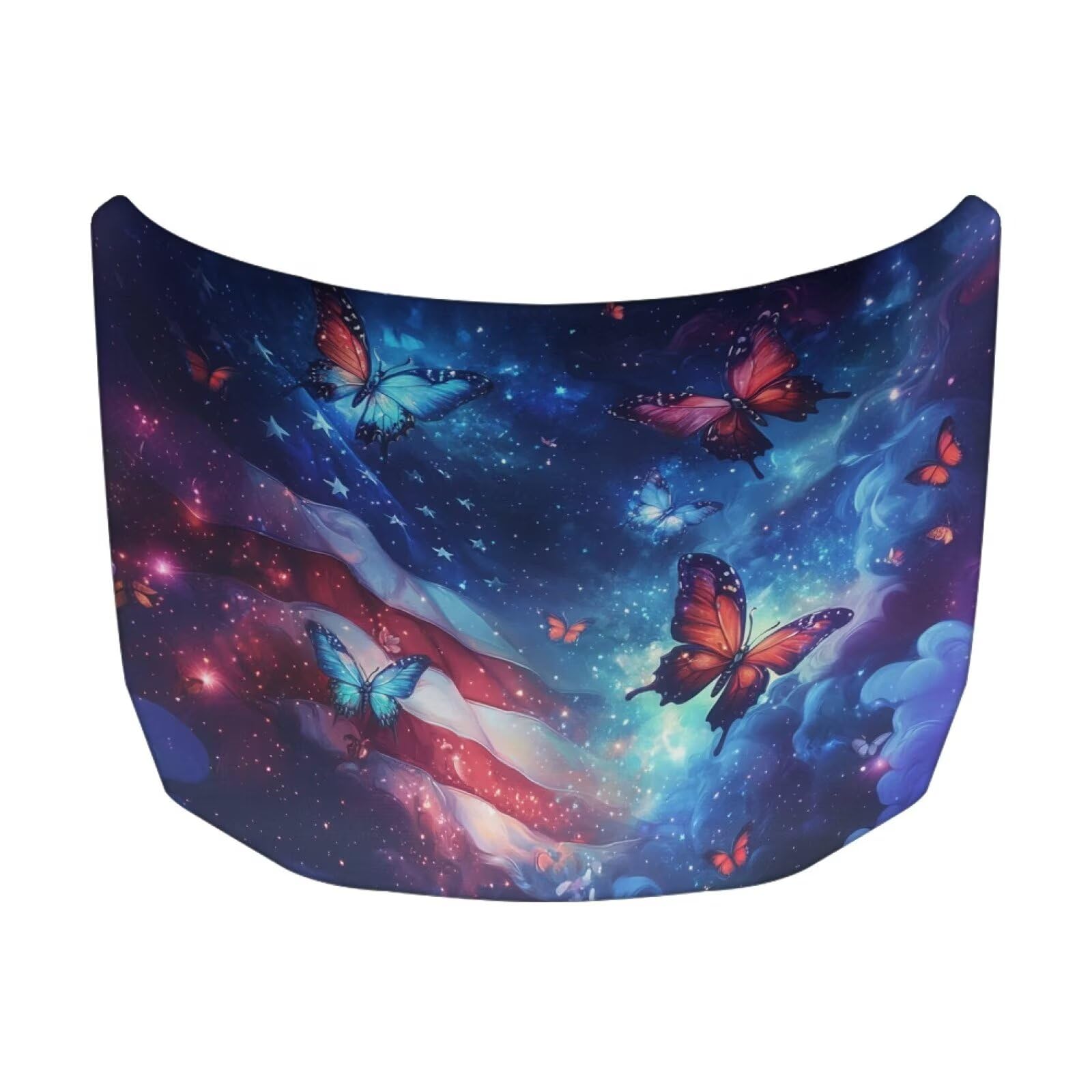 American Flag Butterfly Car Hood Cover Hood Protector Waterproof Sun-Proof Auto Hood Flag Universal Automotive Exterior Accessories for Sedan SUV Truck Jeep