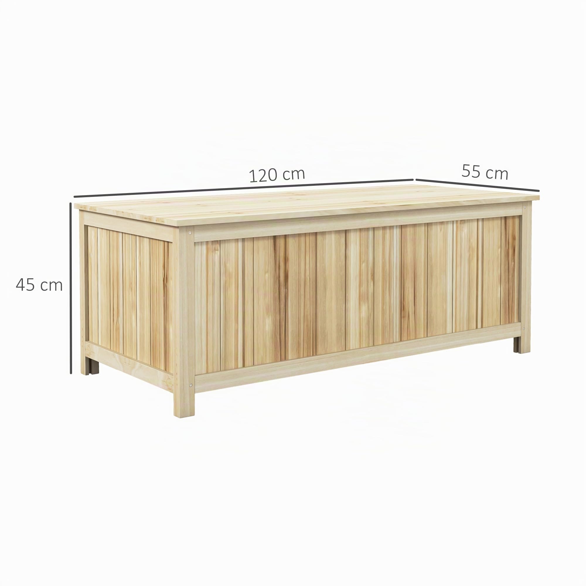 Outsunny Coffre de Rangement Jardin en Bois avec Vérins 120 x 55 x 45 cm