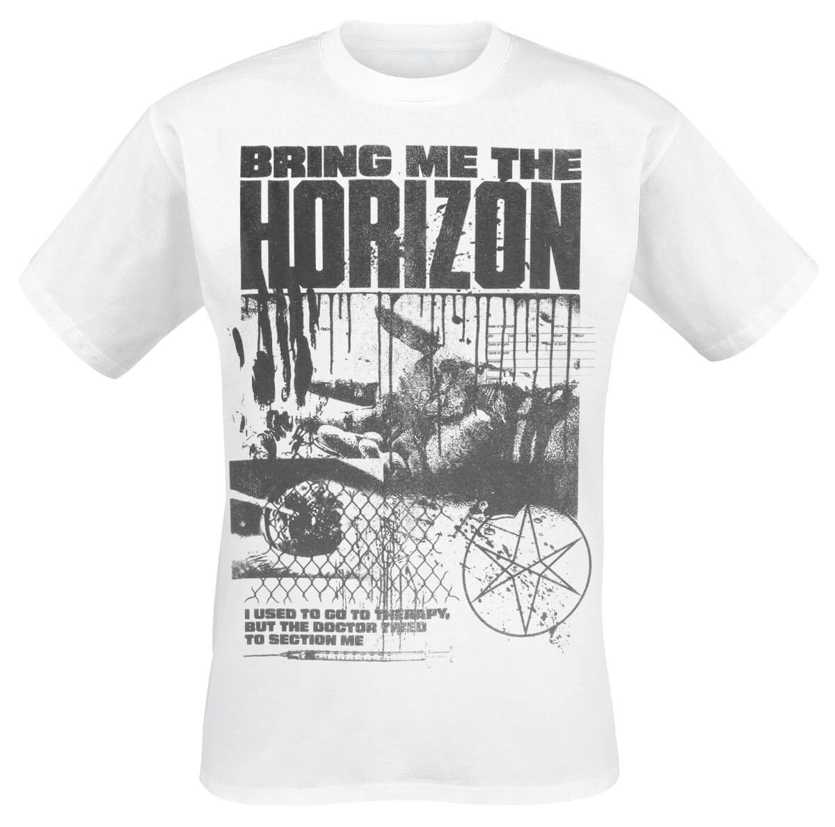 Maglietta Uomo Bring Me The Horizon 'Therapy' - Bianca, 100% Cotone, Vestibilità Standard - Merch Ufficiale