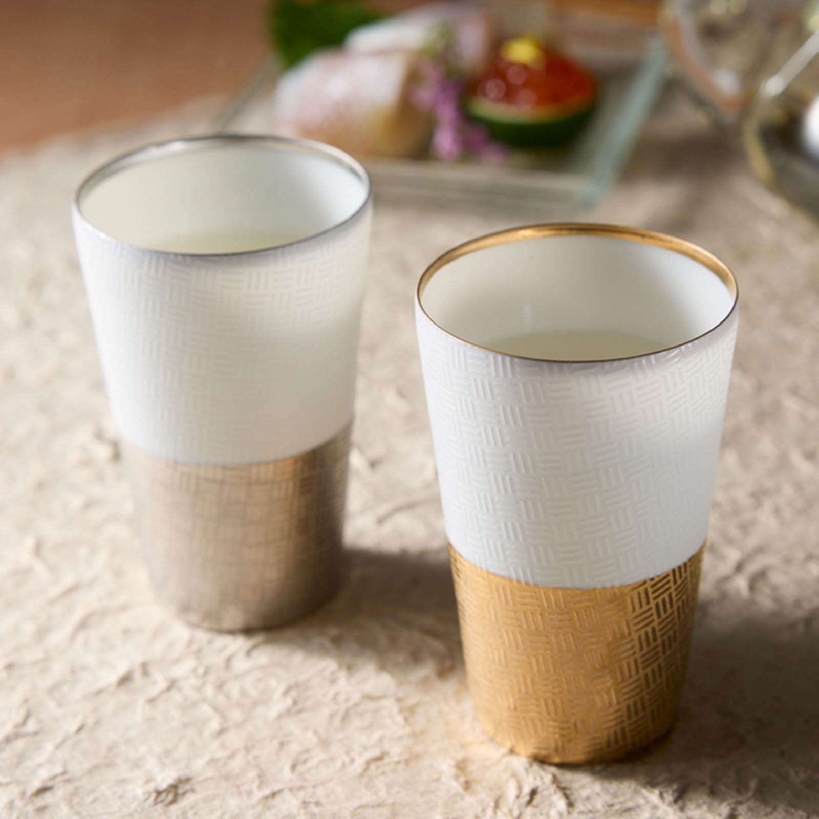 ??????(Yamakatsuminotouen) Yamakatsu Mino Toen Uzukuri Cold Sake Cup Pair Ajiro US-1015B