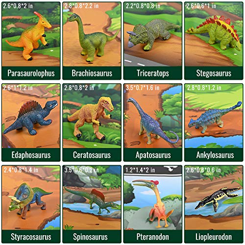 image for Joyjoz 12 Dinosaur Toys Car Sets for Boys, Toy Cars with Play Mat, 5 R