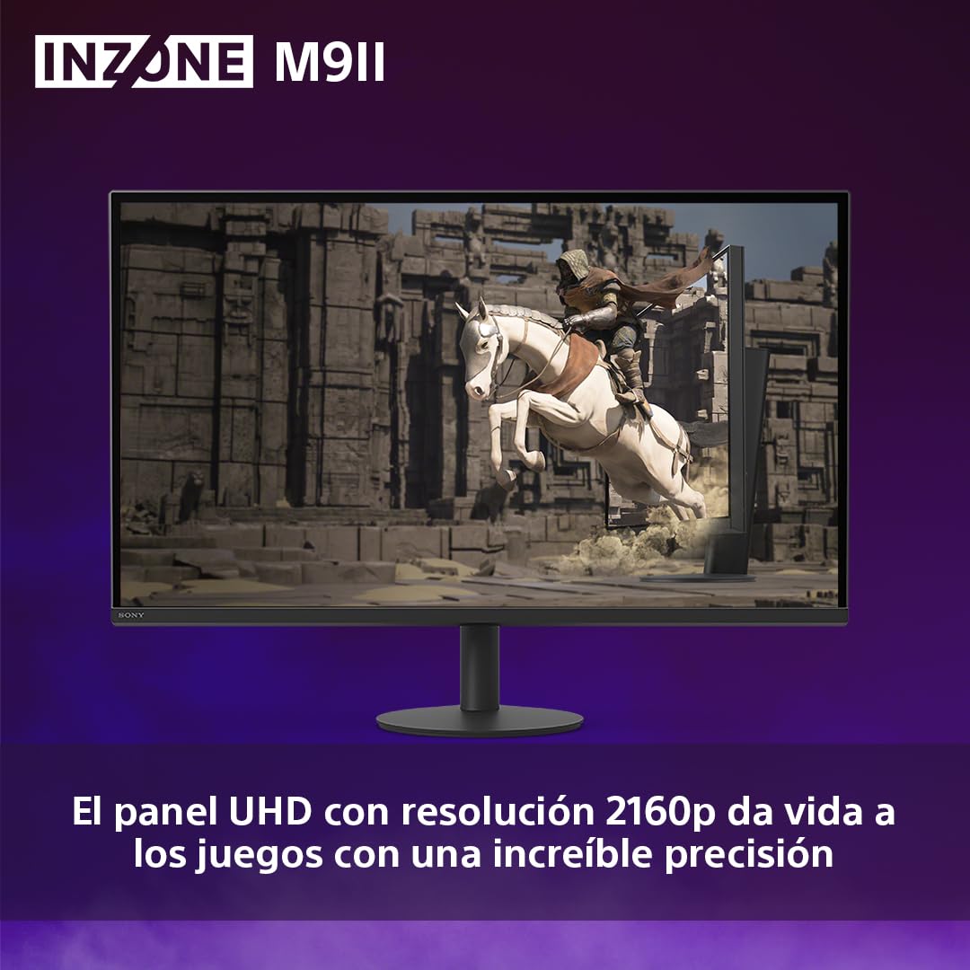 Sony INZONE M9II Monitor Gaming, 27 Pulgadas, 4K Ultra HD: Resolución 2160p, Frecuencia actualización 160 Hz, 1 ms GTG, Espectro DCI-P3 95%, Full Array LED, G-Sync, Adaptive Sync, VRR, Negro