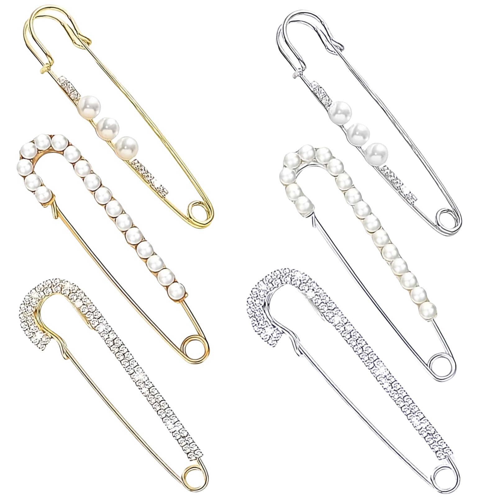 4 Pezzi Di Spille Da Donna, Spille Da Balia, Bottoni Di Perle, Spille