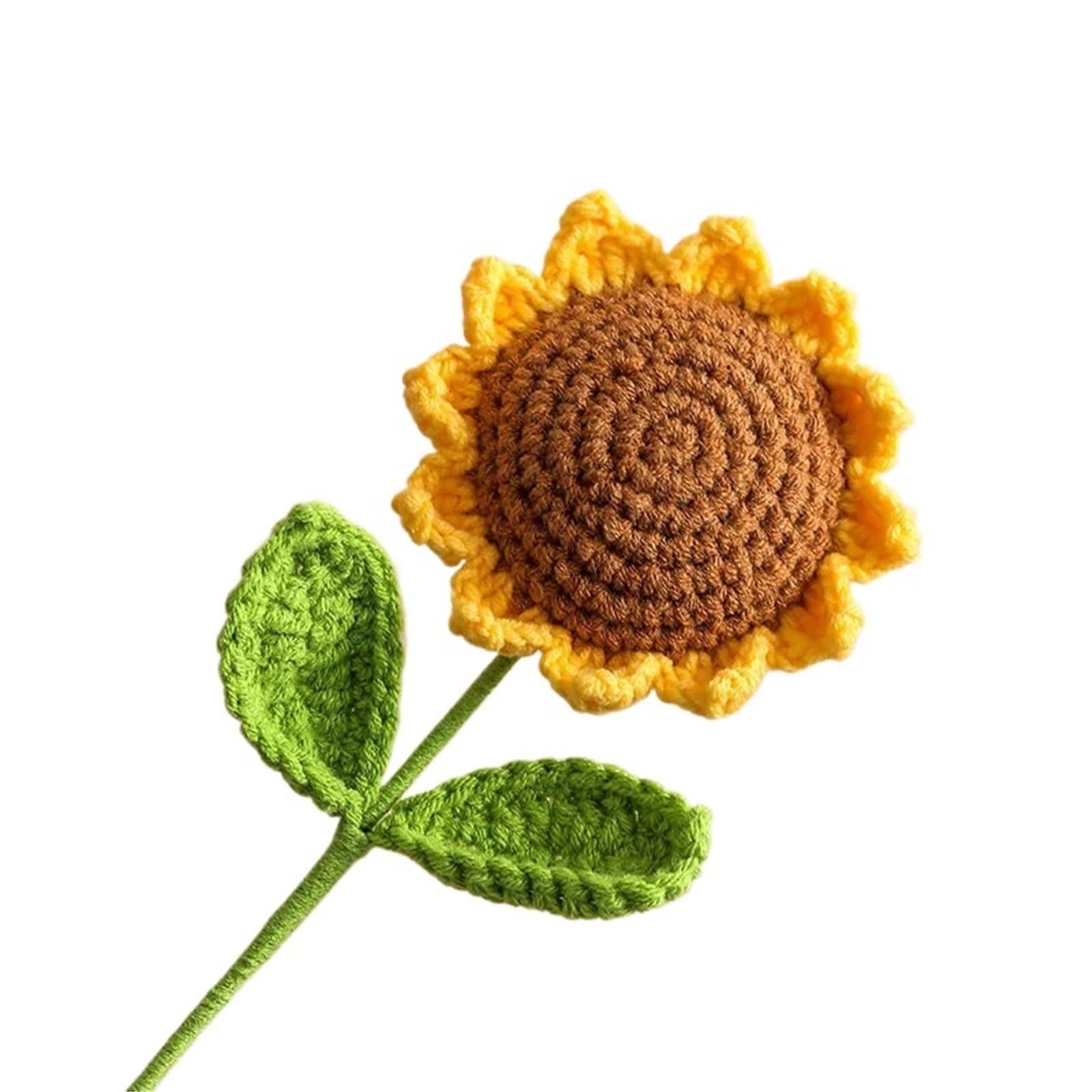 TVANTRUXIS Hand Woven Artificial Flowers, 2pcs Sunflower Knitted Artificial Flowers Bouquet Multicolor Home Decor(Color1)