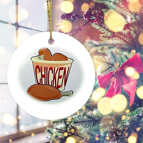 Miniatura 4 de Vinisong Adornos de Navidad Cubeta de pollo frito redondo adorno de cerámica divertido decoración del hogar colgantes colgantes recuerdo adorno