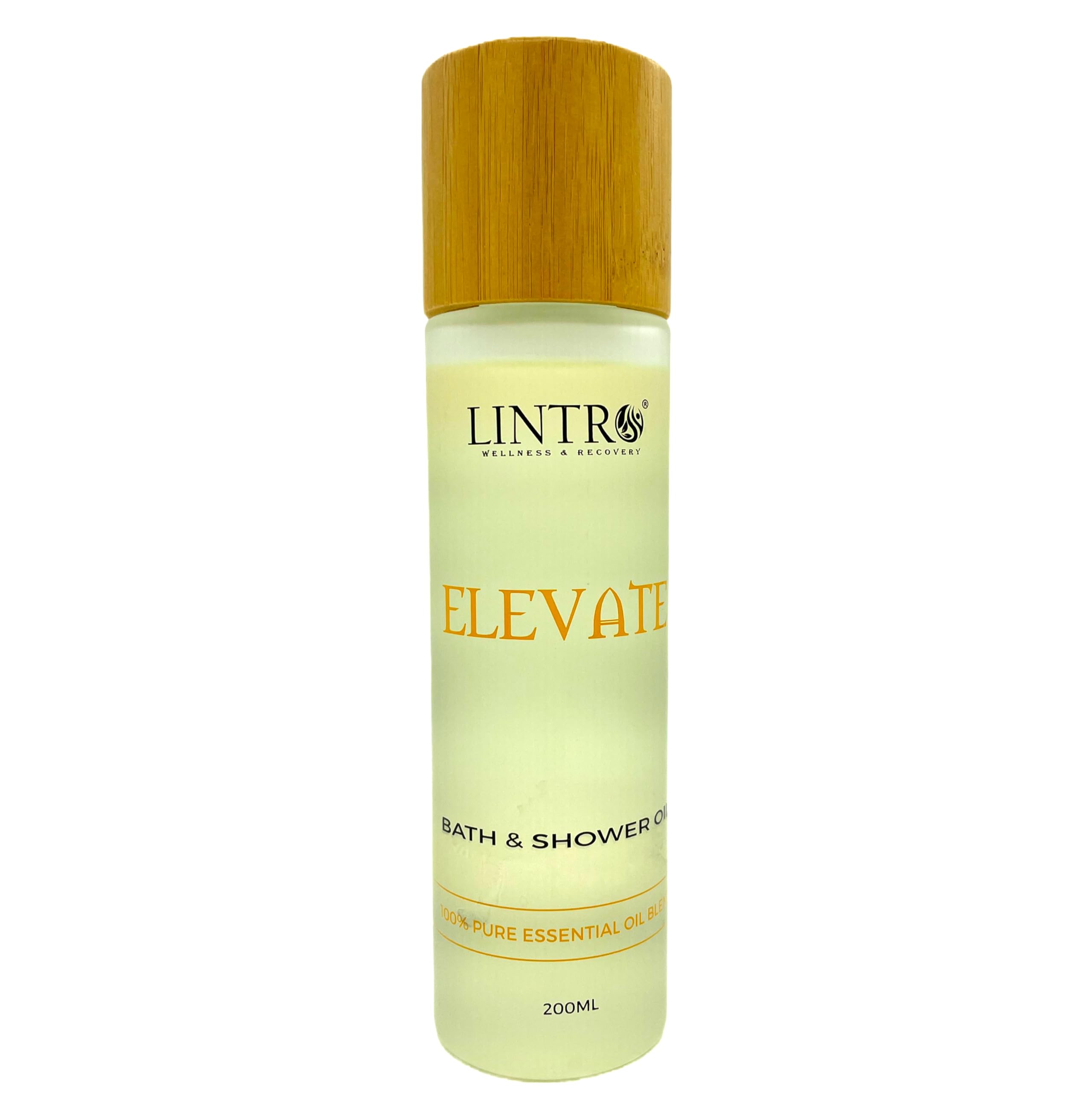 LINTROElevate Bath & Shower Oil 200ml - 100% Natural - Soothing & Relaxing - Made with Pure Essential Oils, Sweet Almond & Fractionated Coconut Oil