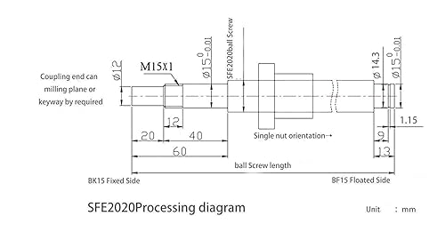 Miniatura 5 de SFE2020 RM2020 RM2020 de paso largo 29.53 pulgadas + tuerca de tornillo de bola + soportes de extremo de bloque de rodamientos BK/BF15 + acoplador +