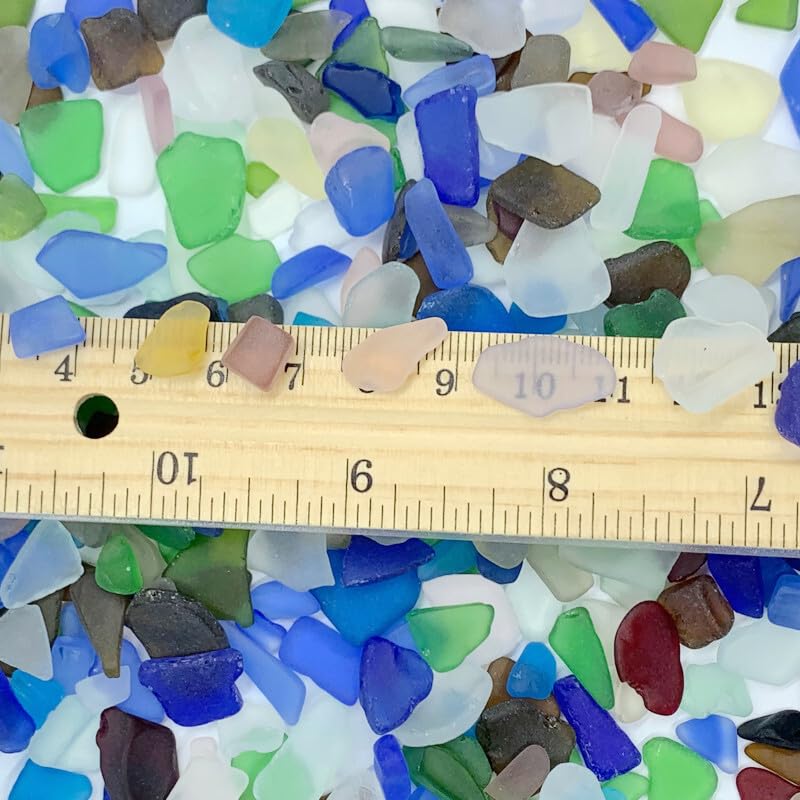 Frosty Art Glass - 40pc Tumbled Beach Sea Glass, Craft Seaglass in Blues, Yellow, Red, Pink, Purple, White, Green, Brown