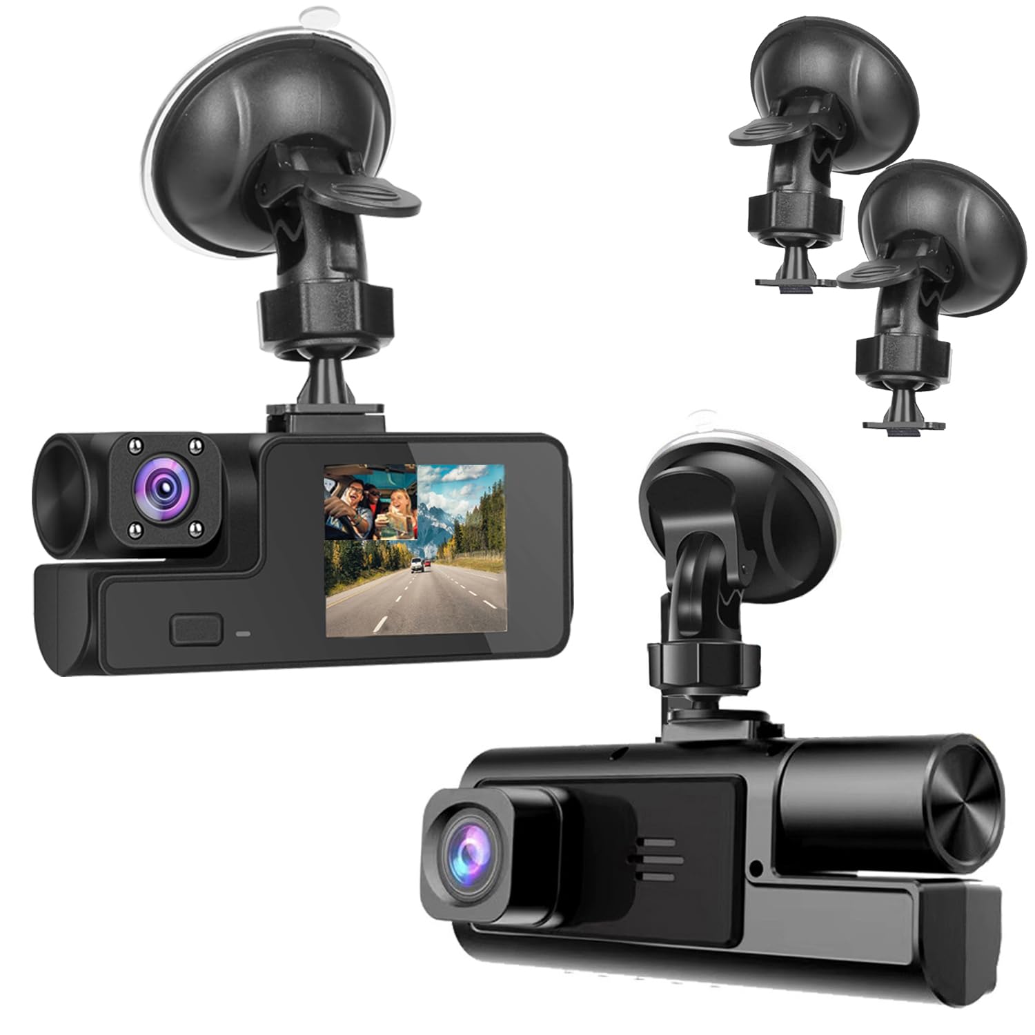 Photo 1 of 1080P Dual Dash Camera for Car Front and Inside Dashcam Car Security Video Recorder,170°Wide Angle Vehicle Cam,WDR,G-Sensor,2’’ IPS Screen,Loop Recording,Night Vision (Dual Dash Cam Without Card)
