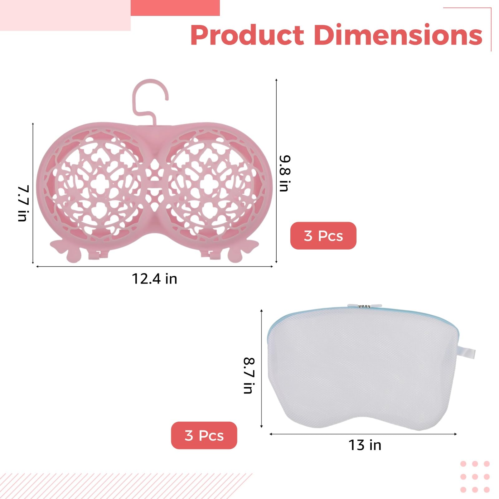 3 bolsas de lavado de brasier para lavandería, bolsas de lavandería de malla con marcos de lavado de lencería de plástico, protectores de brasier para ropa interior, calcetines y ropa delicada, ayudan