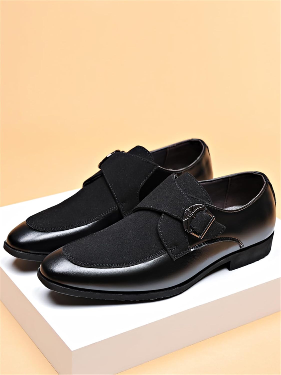 Men's Fashion Strap Suede Dress Tuxedo Shoe Business Formal Suit Leather Buckle Slip-on Loafers for Men - Image 5