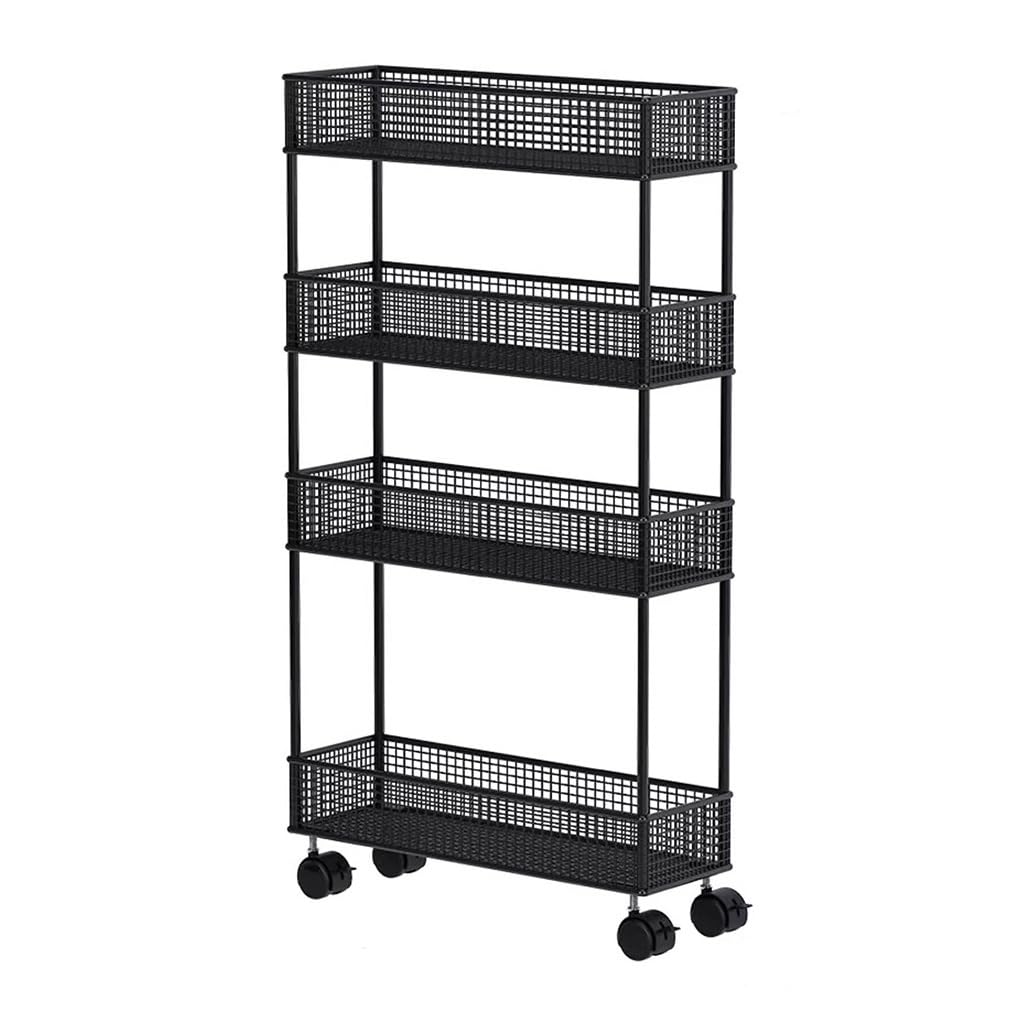 Carro utilitario de 4 niveles, organizador deslizante móvil, alambre de malla, carro utilitario de fácil montaje, estanterías de almacenamiento de metal, for oficina, baño, cocina, cuarto de lavado y