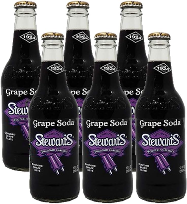 Stewarts 12 oz Glass Bottle Soda (6 Pack Total of 72 Oz) (Grape Soda)