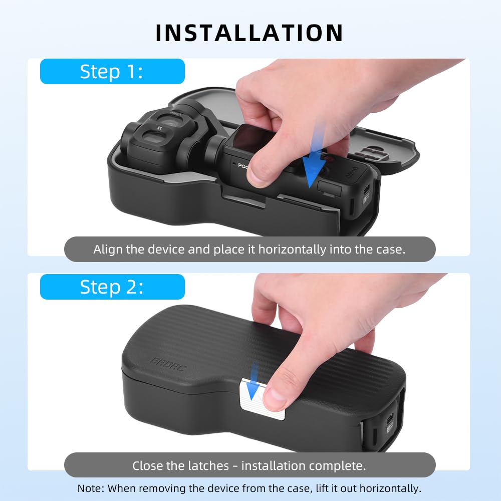 Generico Custodia rigida per DJI OSMO POCKET 4PRO, custodia protettiva per lo schermo del gimbal con cinturino da polso, scomparti integrati per i filtri(Giallo)