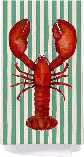 Miniatura 25 de SPBL&L Toallas de Cocina Retro de Playa Costera, Toallas de Té y Platos Decorativas con Estrellas de Mar y Olas Náuticas para Cocina, Toallas