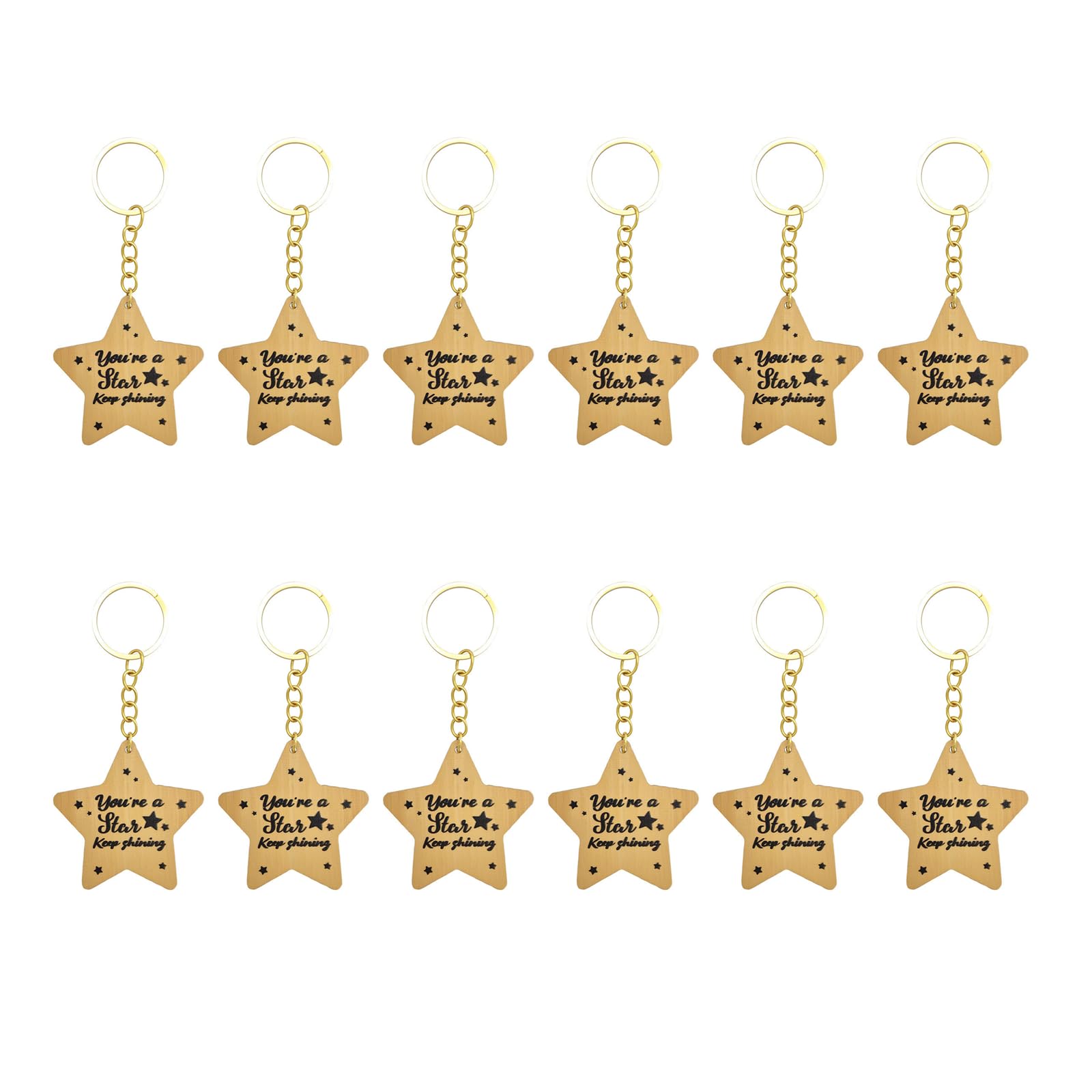 12Pcs Star Keyring, Class of 2026 School Leavers Gifts, Graduation Good Luck Gifts Wooden Token, Teacher Gifts Teacher to Pupil Leaving Keepsake, Prom Decorations 2026 End of Term Favor for Kids